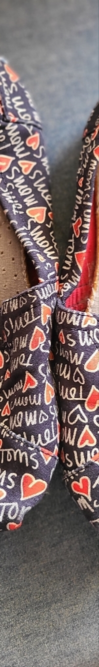 Toms Navy Slip-On Shoes with Red and White Heart Print